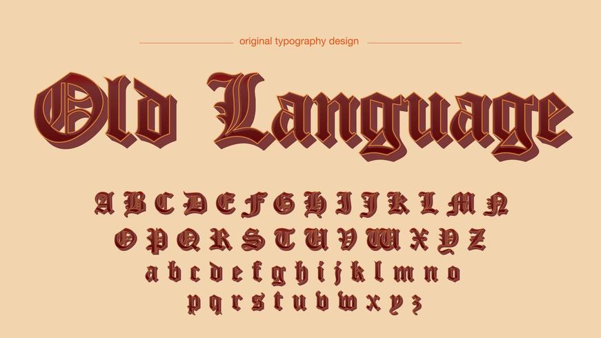 Alte Skript-rote Schatten-Typografie vektor