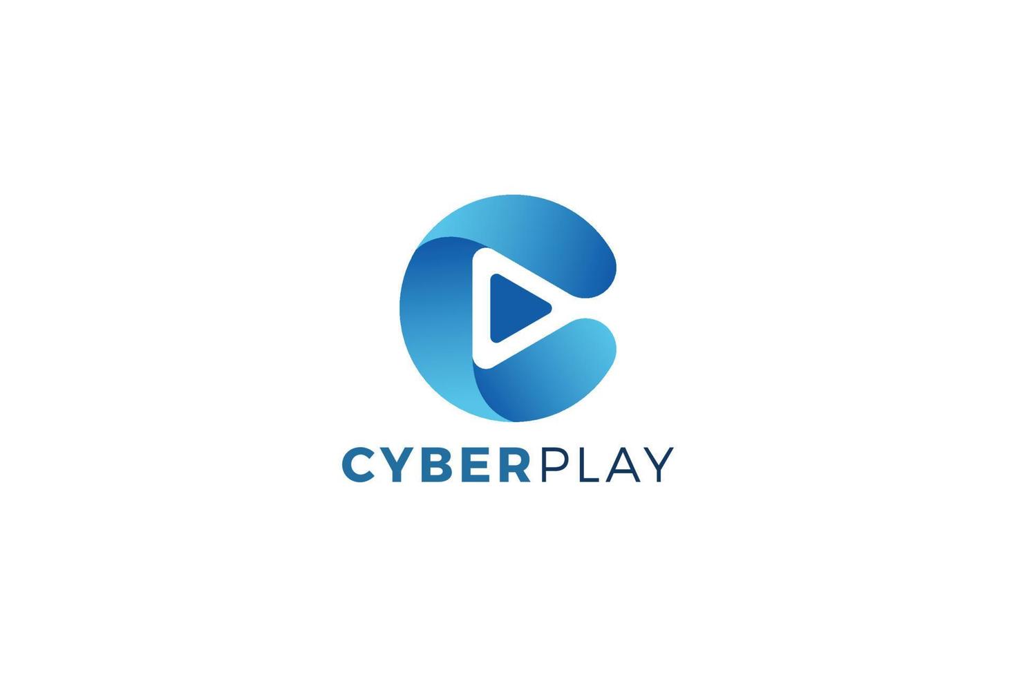 buchstabe c cyber play blaues logo vektor