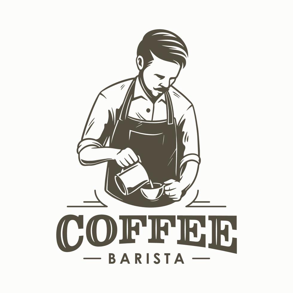 Kaffee-Barista oder Barkeeper-Logo-Design vektor