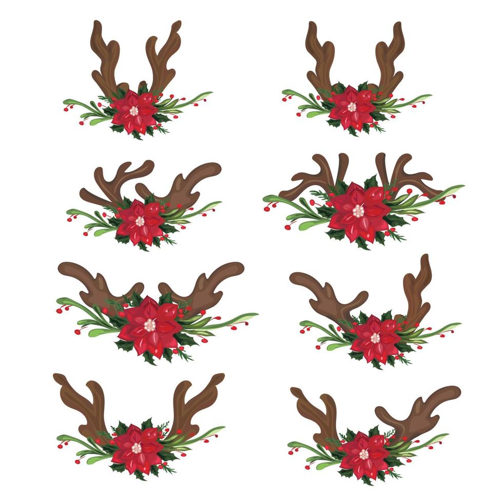 horn med julblomma isolerad på vit background.vector illustration. vektor