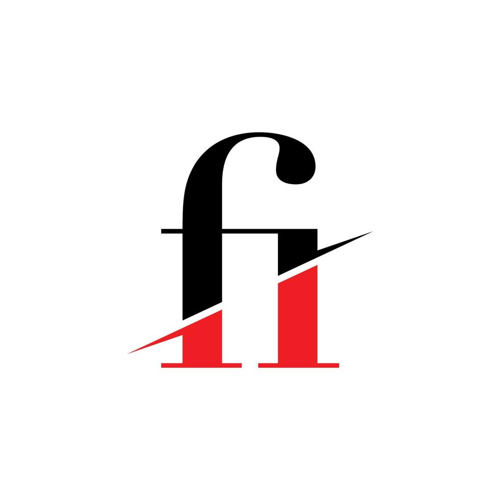 fi fi weißer Buchstabe Logo-Design mit schwarzem Quadrat. kostenloser Vektor