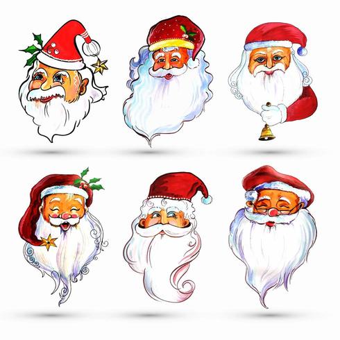 Satz Aquarell fröhliche Santa Claus sechs Bilder vektor