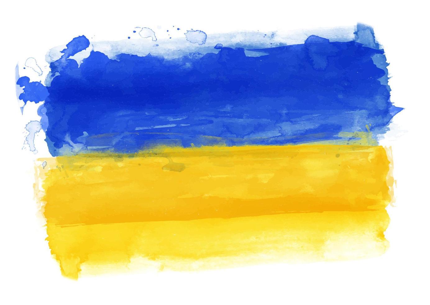 handmålad akvarell ukrainska flaggan vektor