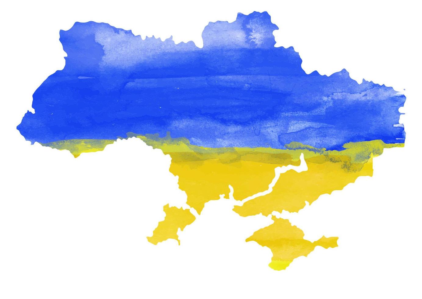 handmålad ukrainska karta i flaggfärger vektor