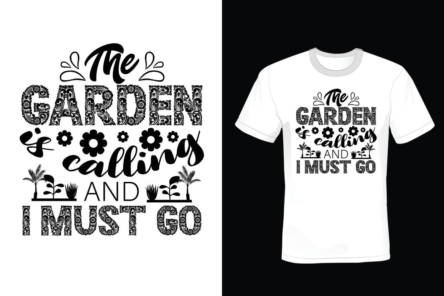Garten-T-Shirt-Design, Typografie, Vintage vektor