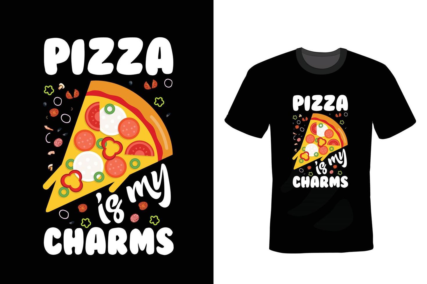 Pizza-T-Shirt-Design, Typografie, Vintage vektor