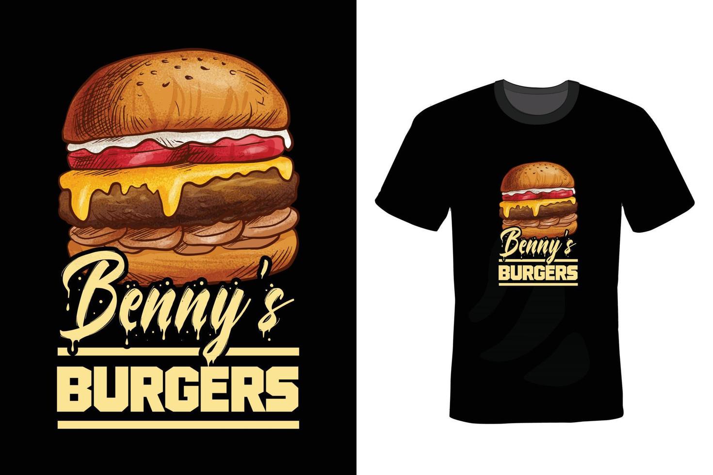 hamburgare t-shirt design, typografi, vintage vektor