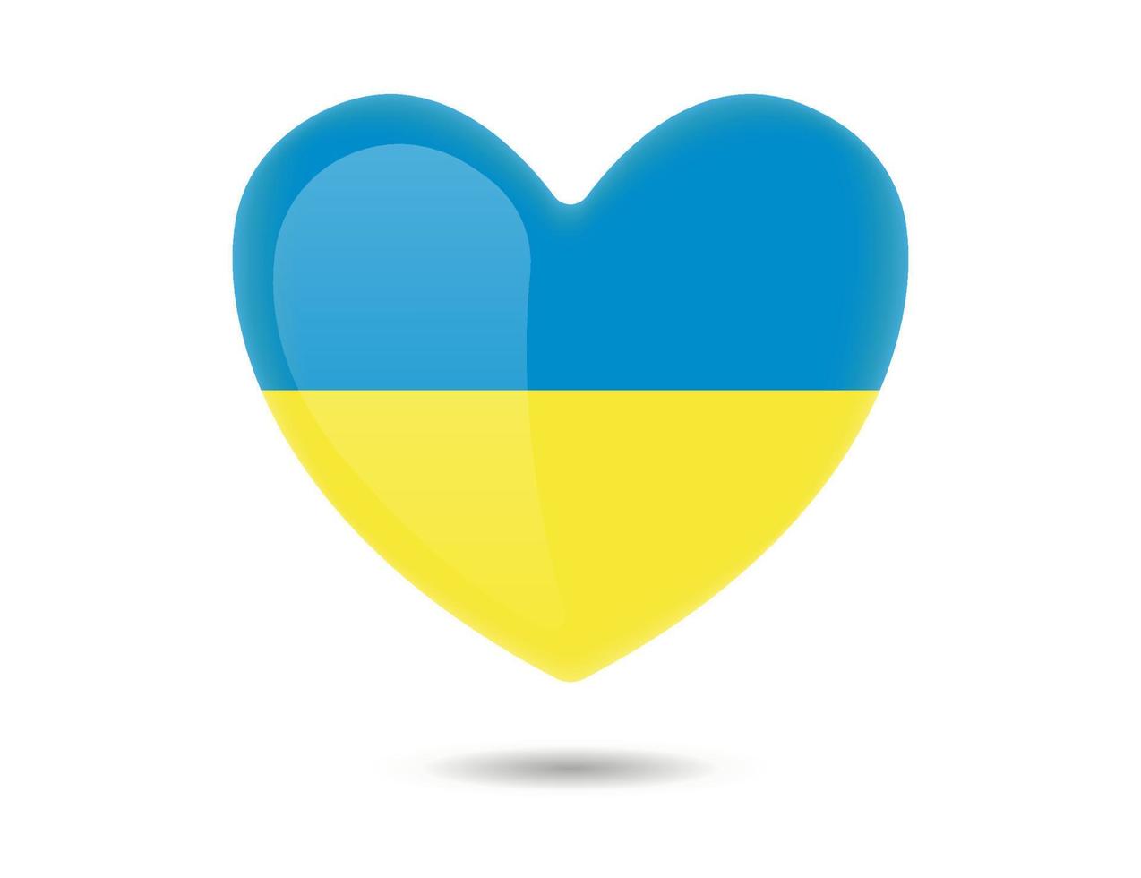 hjärtat av ukraina. 3D-hjärtaikon i färger av ukrainska flaggan isolerad på vit bakgrund. koncept symbol. vektor illustration