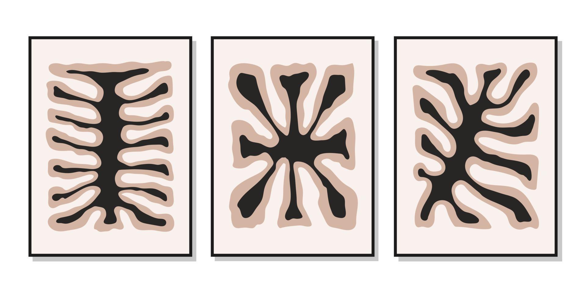 moderne Setposter mit abstrakten bunten organischen Formen. zeitgenössisches minimalistisches Wandkunstdekor. Matisse-Vektordrucke vektor