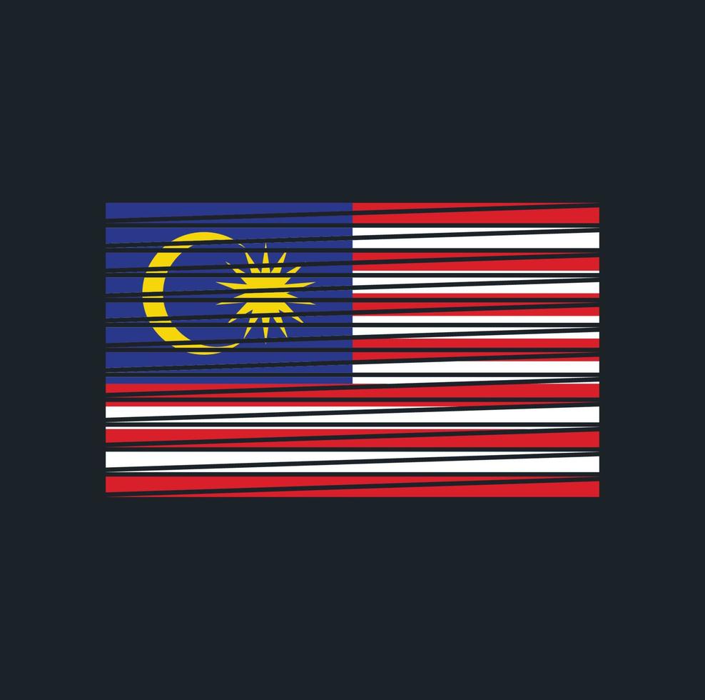 malaysia flaggborste. National flagga vektor