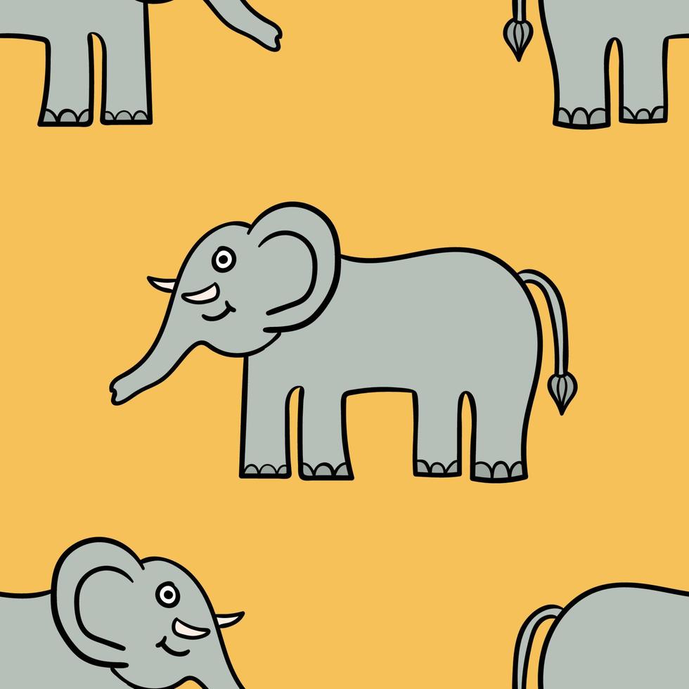 seamless mönster med tecknad doodle elefant. omslagspapper, textil, tyg. vektor