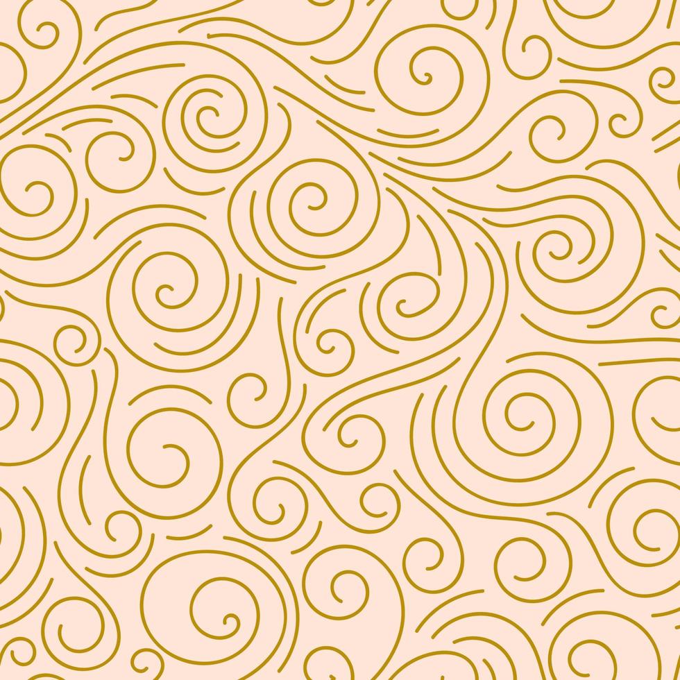 abstrakt handritad doodle tunn linje vågiga sömlösa mönster. lockig linjär himmel eller havet rörig bakgrund. vektor