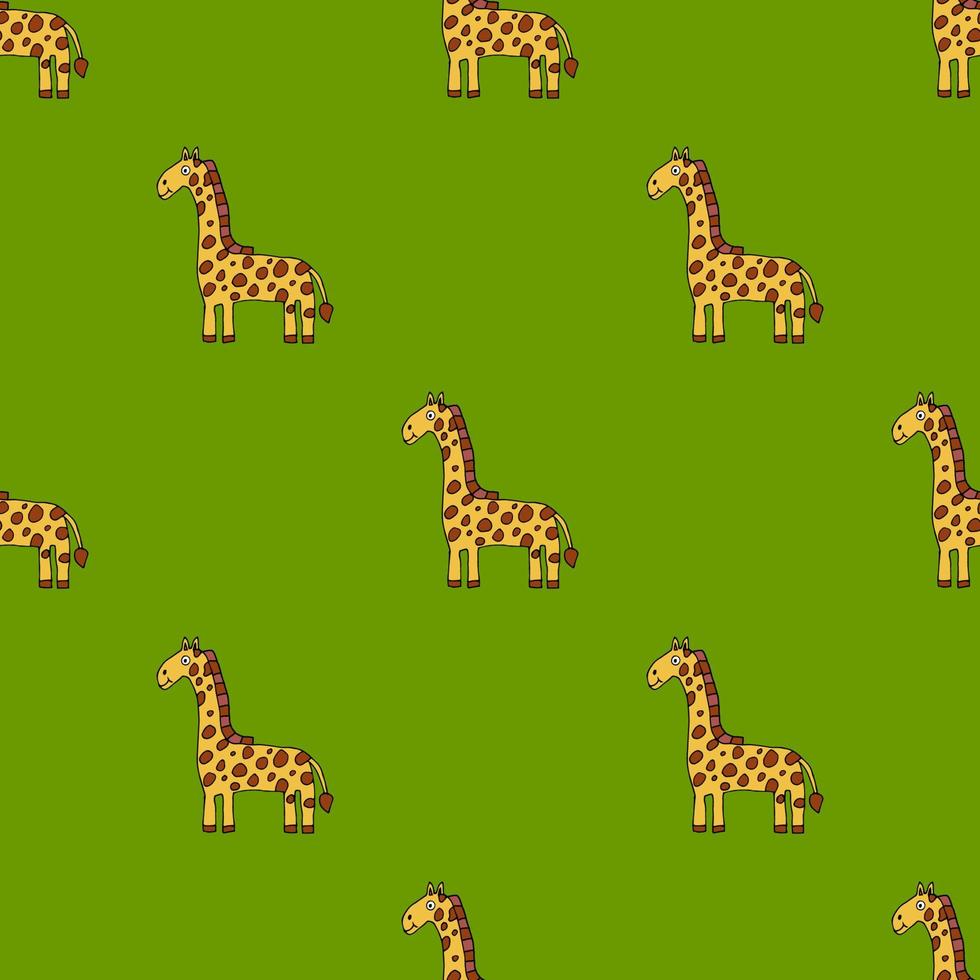 doodleacartoon doodle lineare giraffe nahtloses muster. Safari-Tier-Hintergrund. kindlicher Stil. vektor