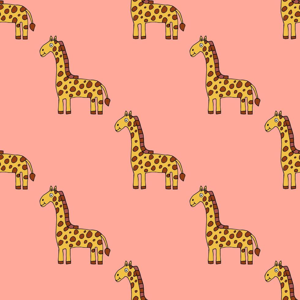 doodleacartoon doodle lineare giraffe nahtloses muster. Safari-Tier-Hintergrund. kindlicher Stil. vektor