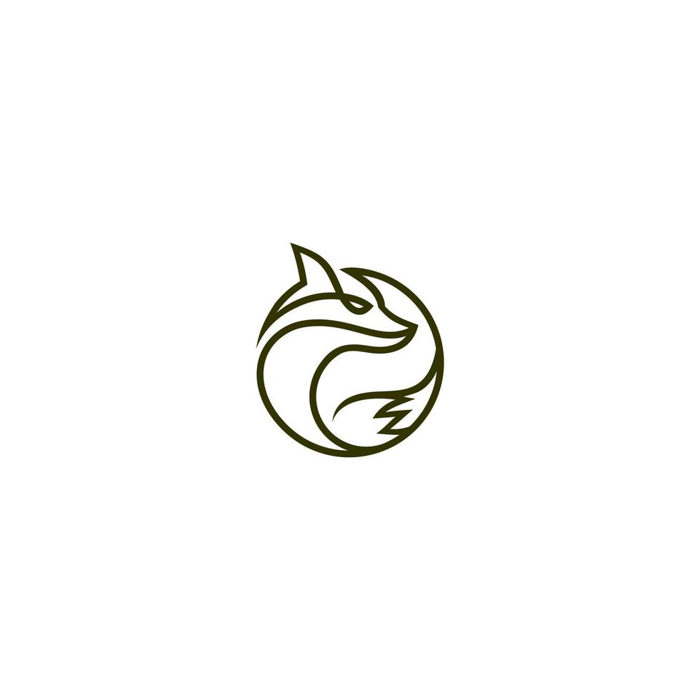 cirkel fox logotyp vektor ikon linje illustration