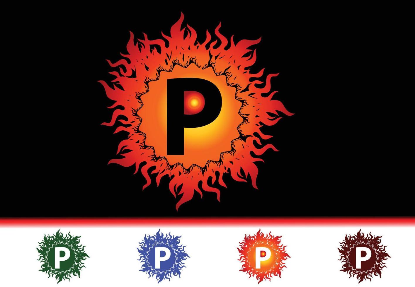 Feuer p Brief Logo und Symbol Designvorlage vektor