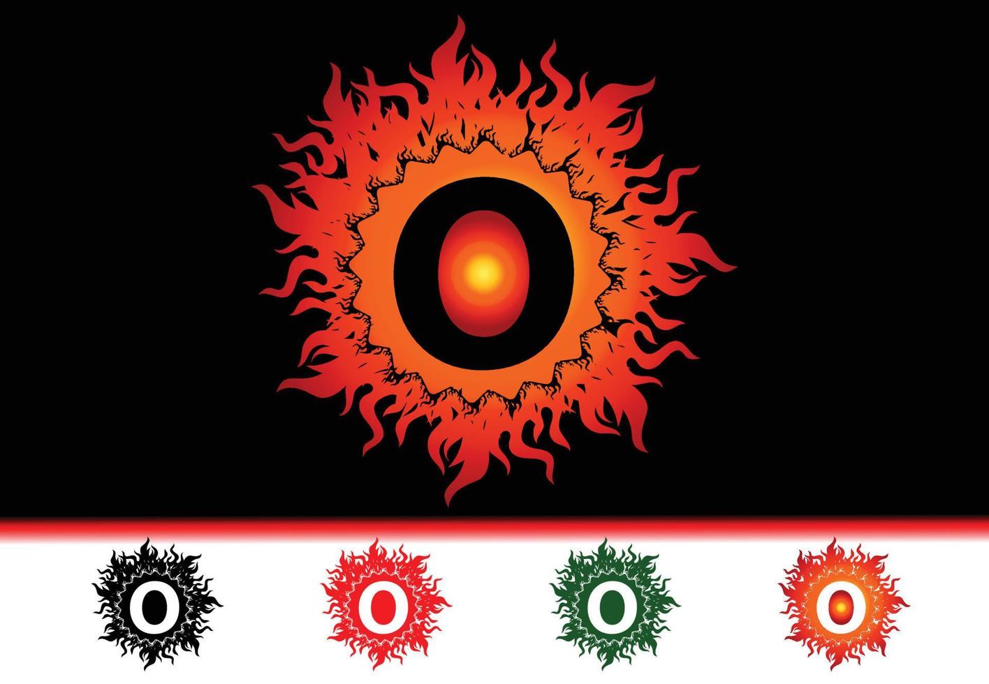 Feuer-o-Brief-Logo und Symbol-Design-Vorlage vektor