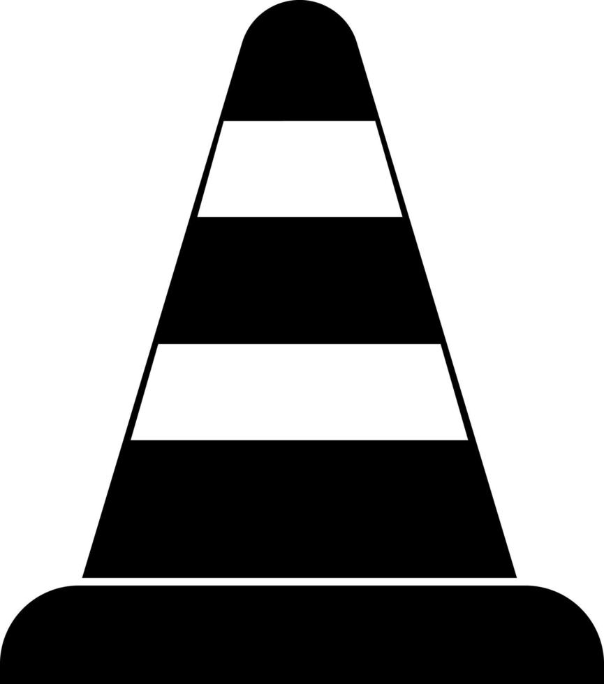 Leitkegel-Symbol, Sicherheitsausrüstung, schwarze Silhouette. auf weißem Hintergrund hervorgehoben. vektor