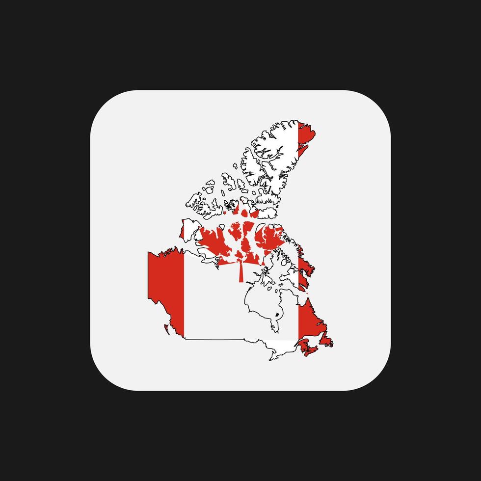 Kanada karta silhuett med flagga på vit bakgrund vektor