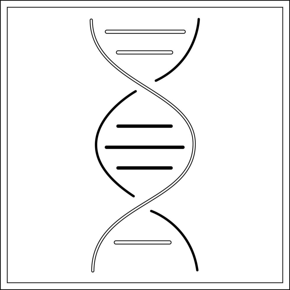 dna-ikon i en fashionabel platt design på vit bakgrund, svart siluett. en symbol för vetenskap, kemi och forskning. vektor
