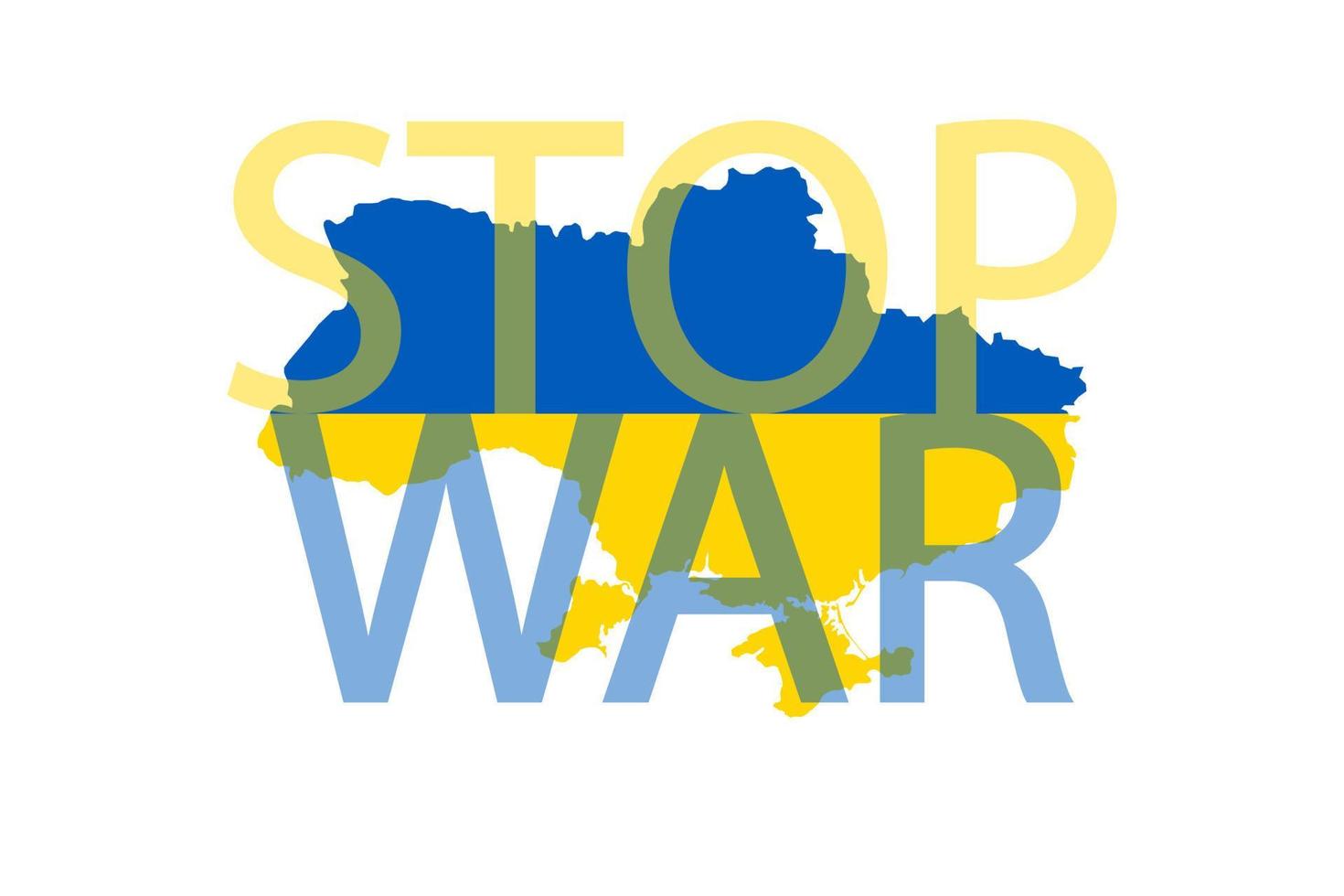 Ukraina karta med stop war word. vektor illustration.