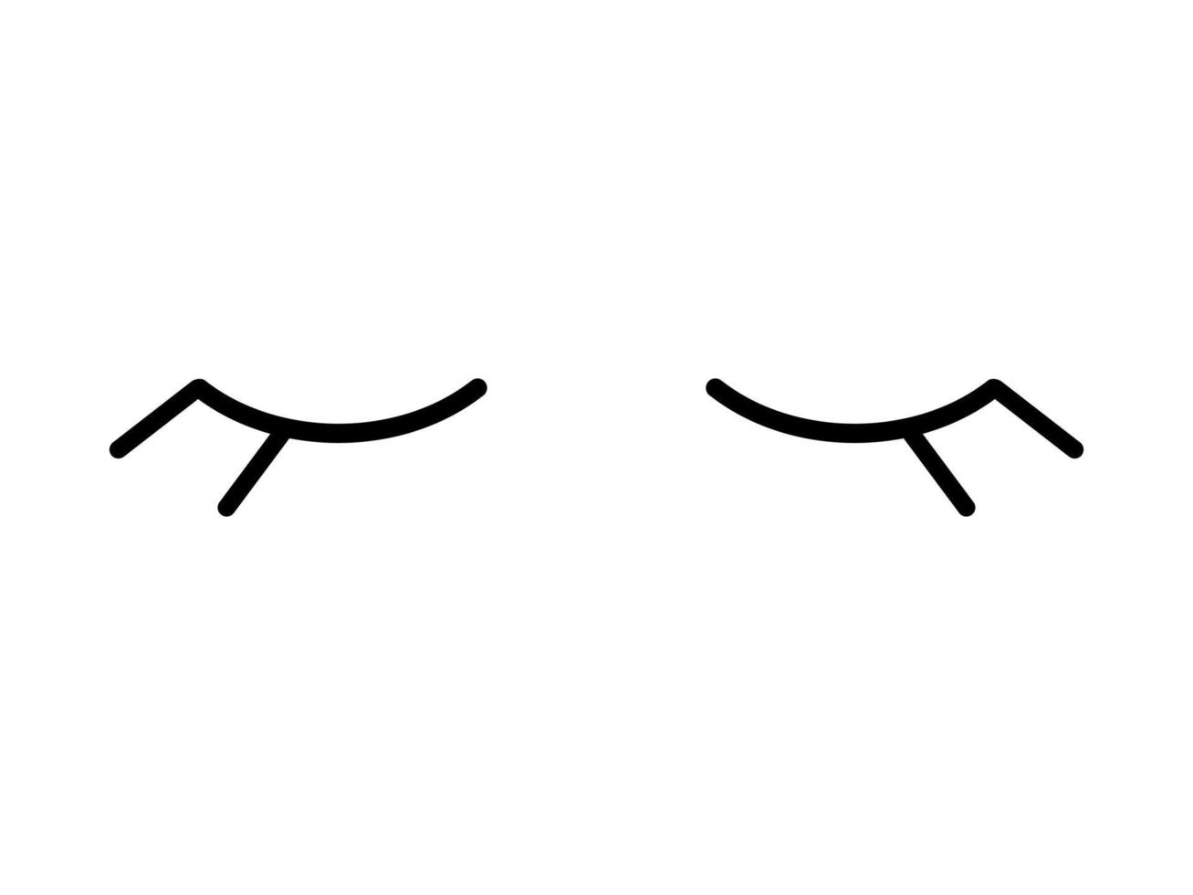 geschlossene Augen abstrakter Minimalismus. schwarze kontur gebogene linien mit wimpern symbol für schlaf und vektor make-up träumerei