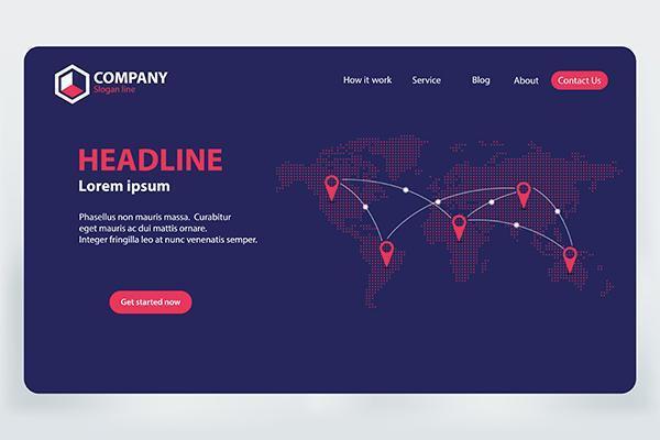 Landing Page World Communications Network vektor