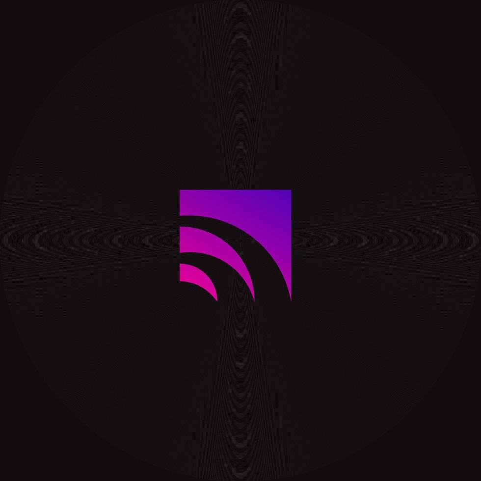 Beauty Violet Sunrise Logo-Vorlage. tropische natur, lila himmel und sonnensilhouette. abstrakter sonnenuntergang symbolausschnitt in rechteckiger form. geometrische abstrakte Ikone. Vektor-Illustration vektor