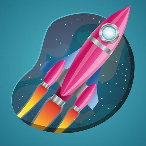 Rocket mit Flammendesign-Vektorillustration vektor