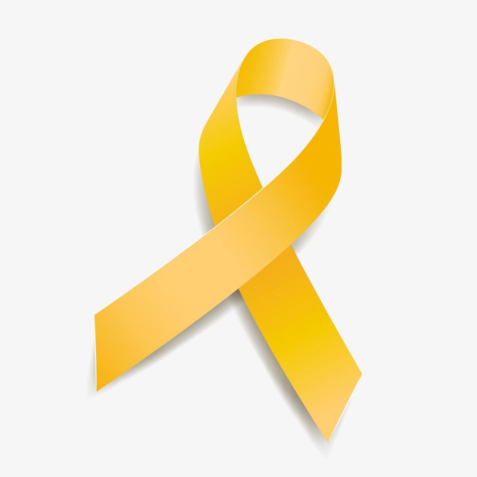 Yellow Ribbon Awareness Adenosarkom, Blasenkrebs, Knochenkrebs, Endometriose, Sarkom, Spina bifida. isoliert auf weißem Hintergrund. Vektor-Illustration. vektor