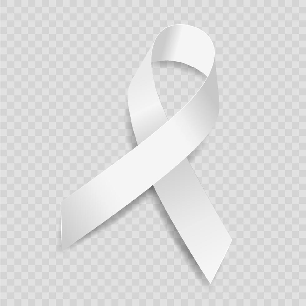 White Ribbon Awareness Knochenkrebs, Coronavirus, Osteoporose, Armut, Opfer des Terrorismus, Adoption. isoliert auf transparentem Hintergrund. Vektor-Illustration. vektor