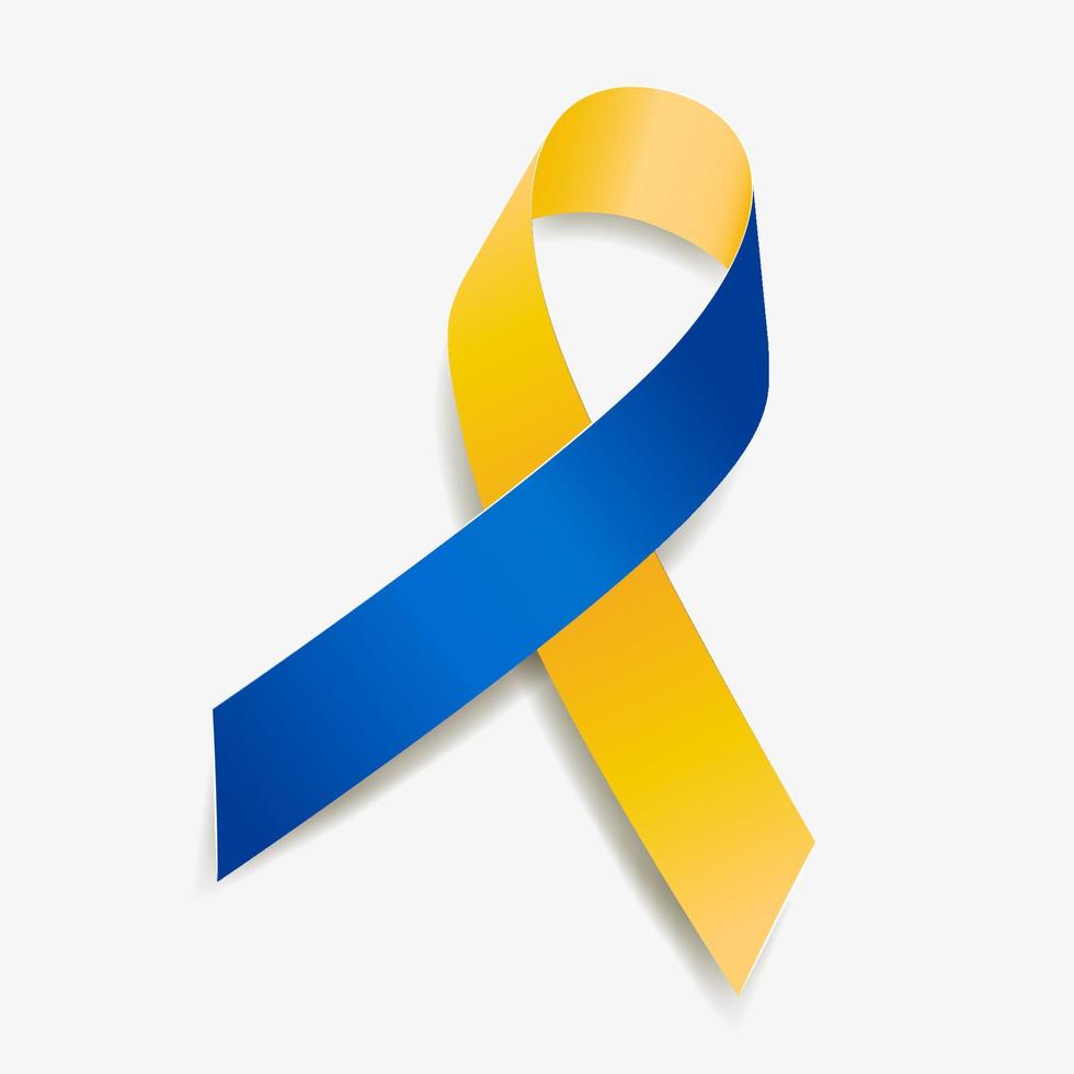 gelbes und blaues Band Bewusstseinsdämpfung, Down-Syndrom. isoliert auf weißem Hintergrund. Vektor-Illustration. vektor