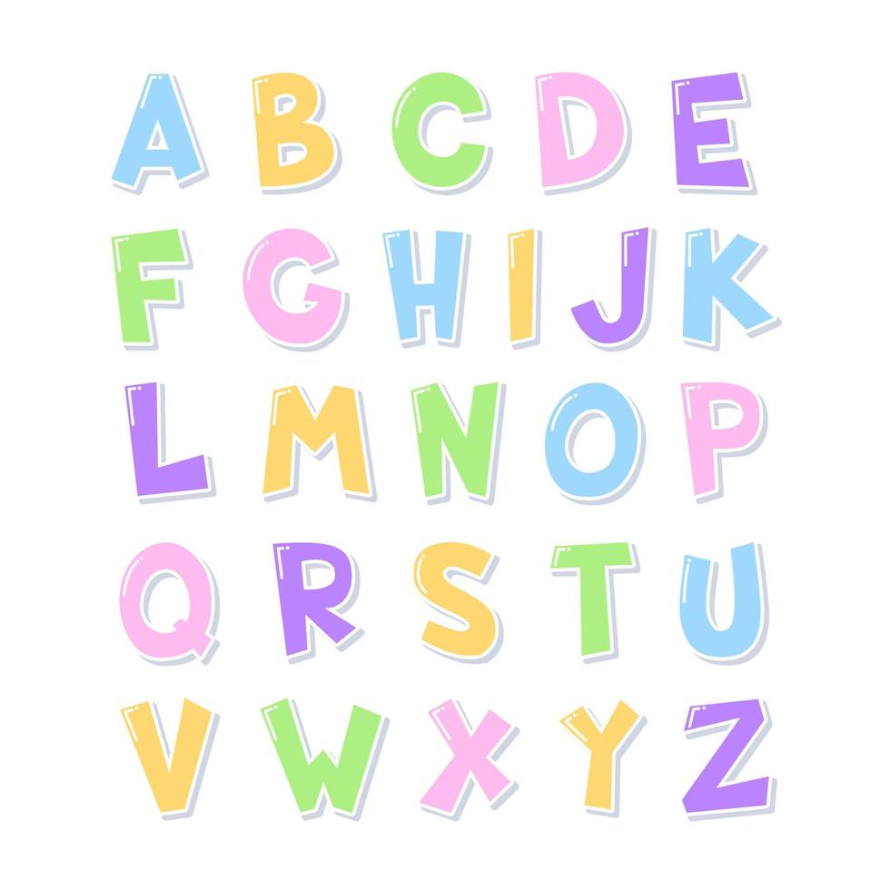 dekorativa färgglada teckensnitt och alfabet vektor