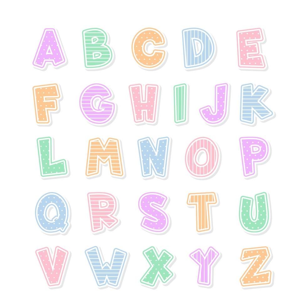 dekorative bunte schrift und alphabet vektor