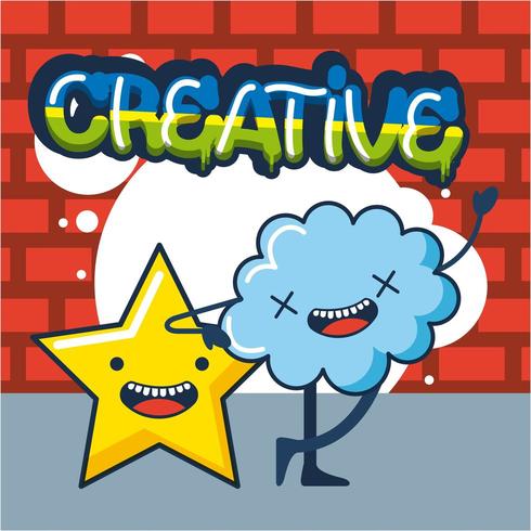 kreativt idékort med stjärna och moln vektor