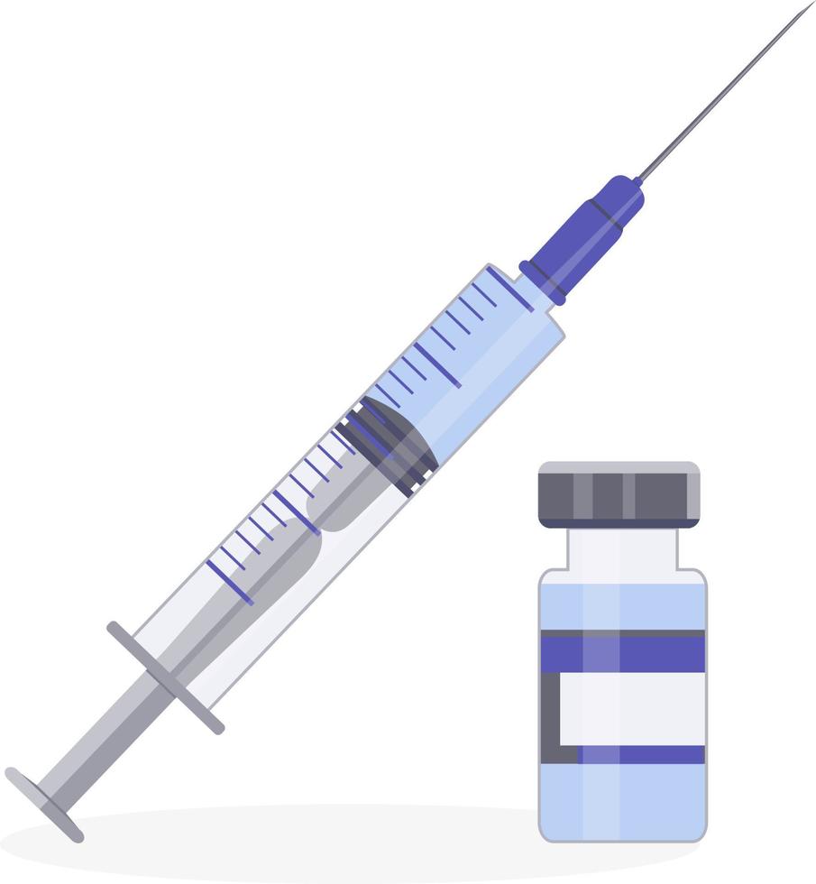 Weglass Ampulle und Spritze. Schutz vor Viren und Krankheiten. Coronavirus Impfung. rechtzeitige Impfung. Vorlagendesign einer Medikamentenampulle vektor