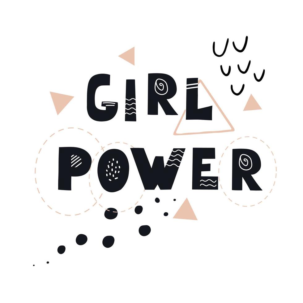 inskription girl power. skandinavisk stil vektorillustration med dekorativa abstrakta element vektor