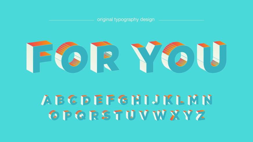 Orange ljusblå 3D fet design för typografi vektor