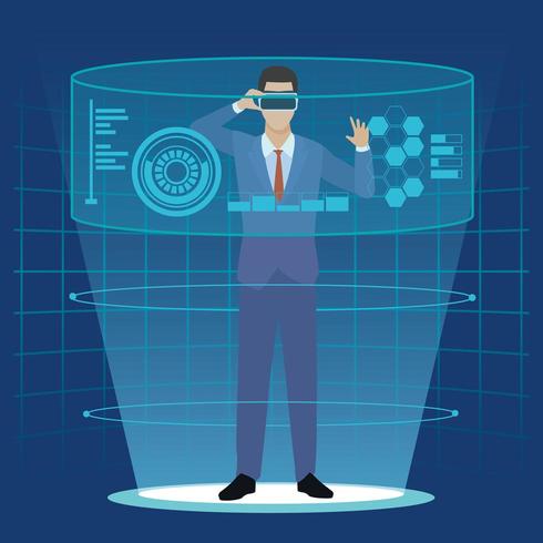 affärsman med virtual reality-glasögon vektor