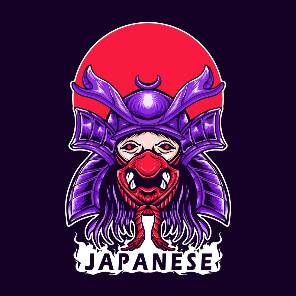 japanische horror-samurai-vektorillustration vektor