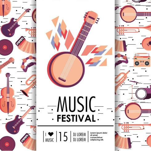 banjo och instrument till musikfestivalevenemang vektor