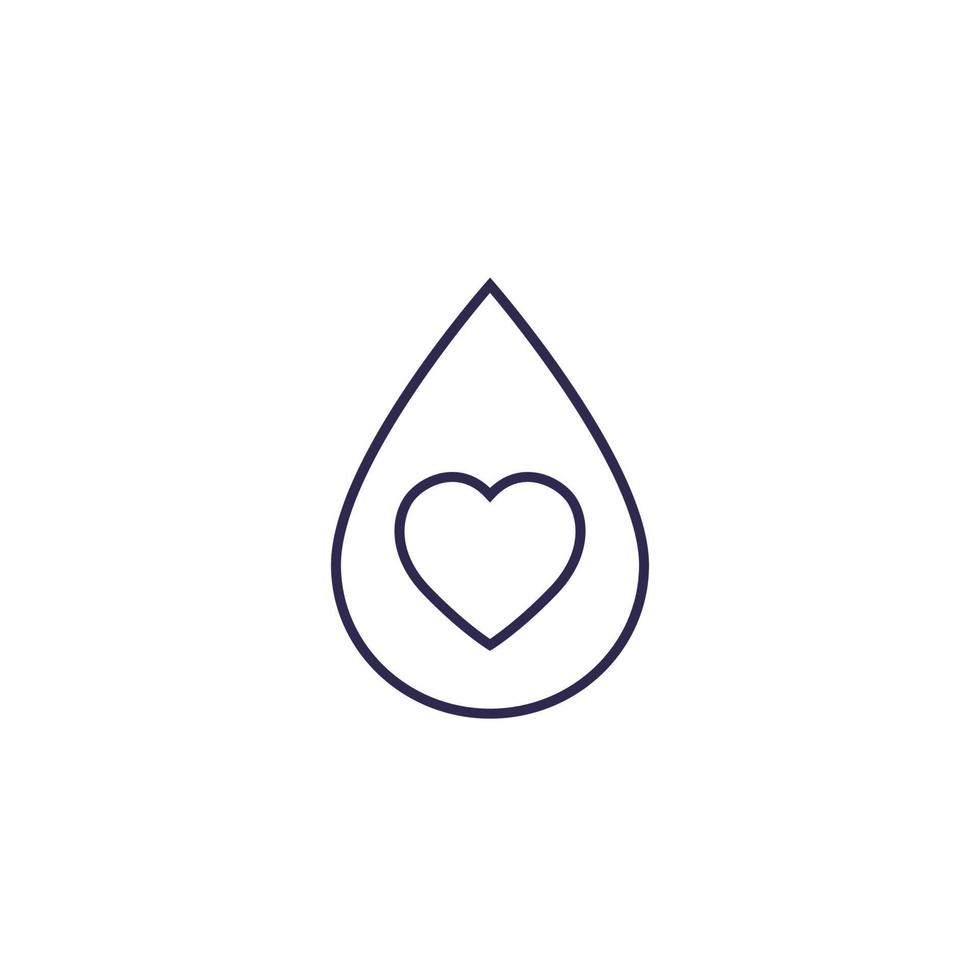 blodgivning ikon med hjärta, linje vektor