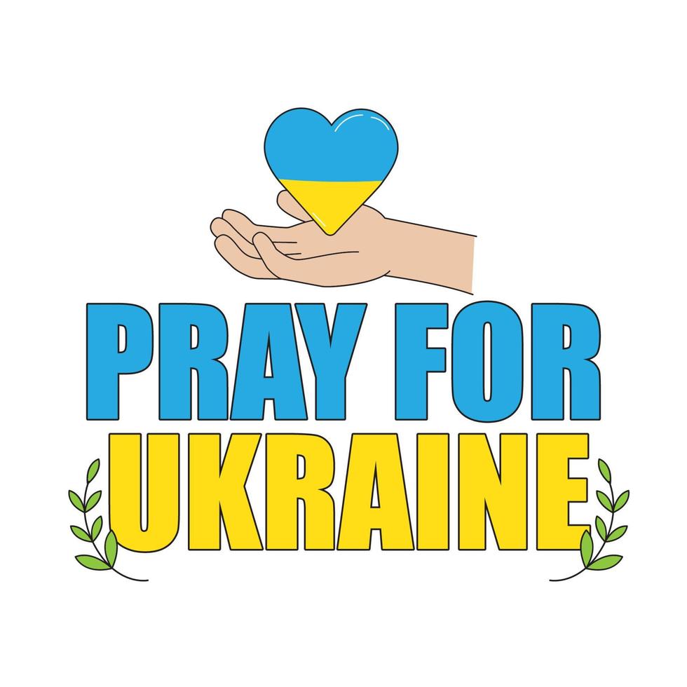 bete für die ukraine auf weißem hintergrund vektor