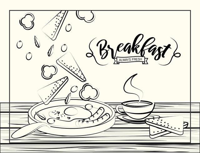 Skiss stil frukost affisch vektor