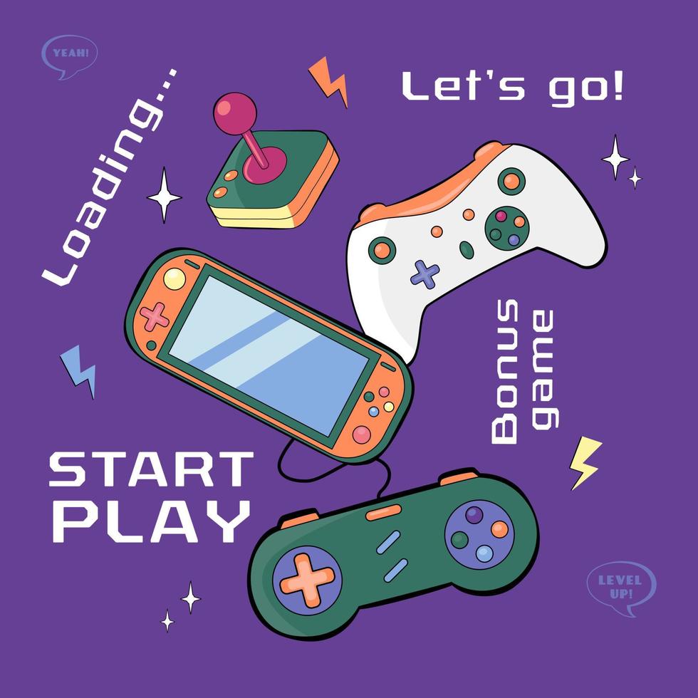 vektor joystick gamepad illustration med slogan texter