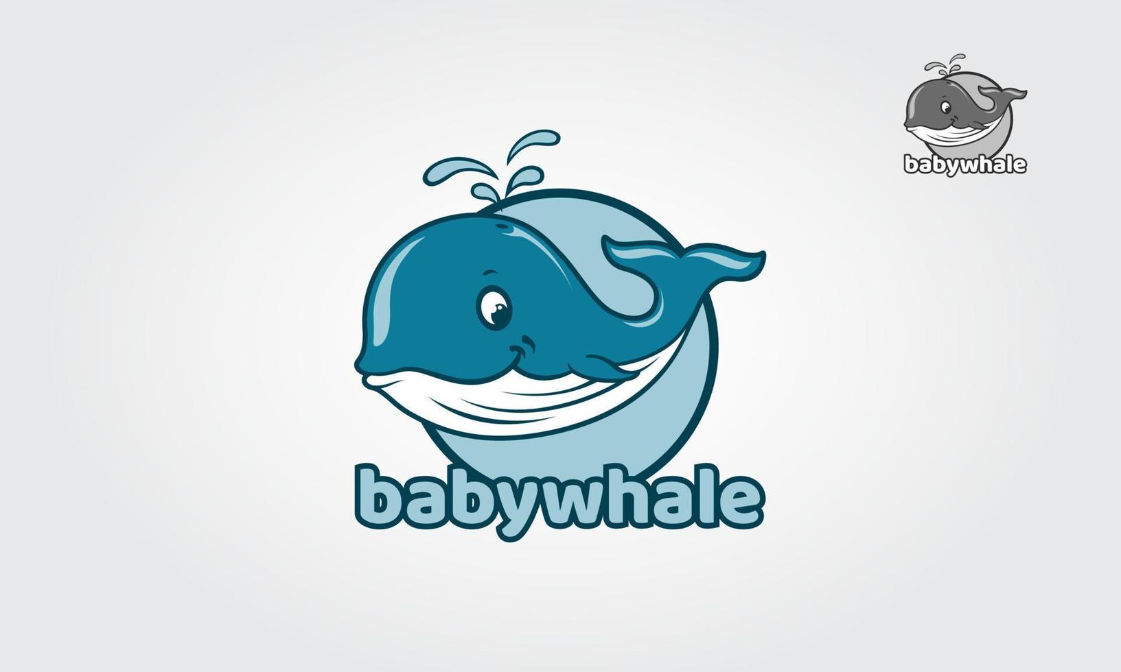 Baby-Wal-Logo-Cartoon-Figur. Cartoon-Figur mit lustigem Stil, kann Ihren Header oder Ihr Logo-Maskottchen lustiger und verspielter machen. Sie können dieses Logo für jedes Unternehmen verwenden. vektor