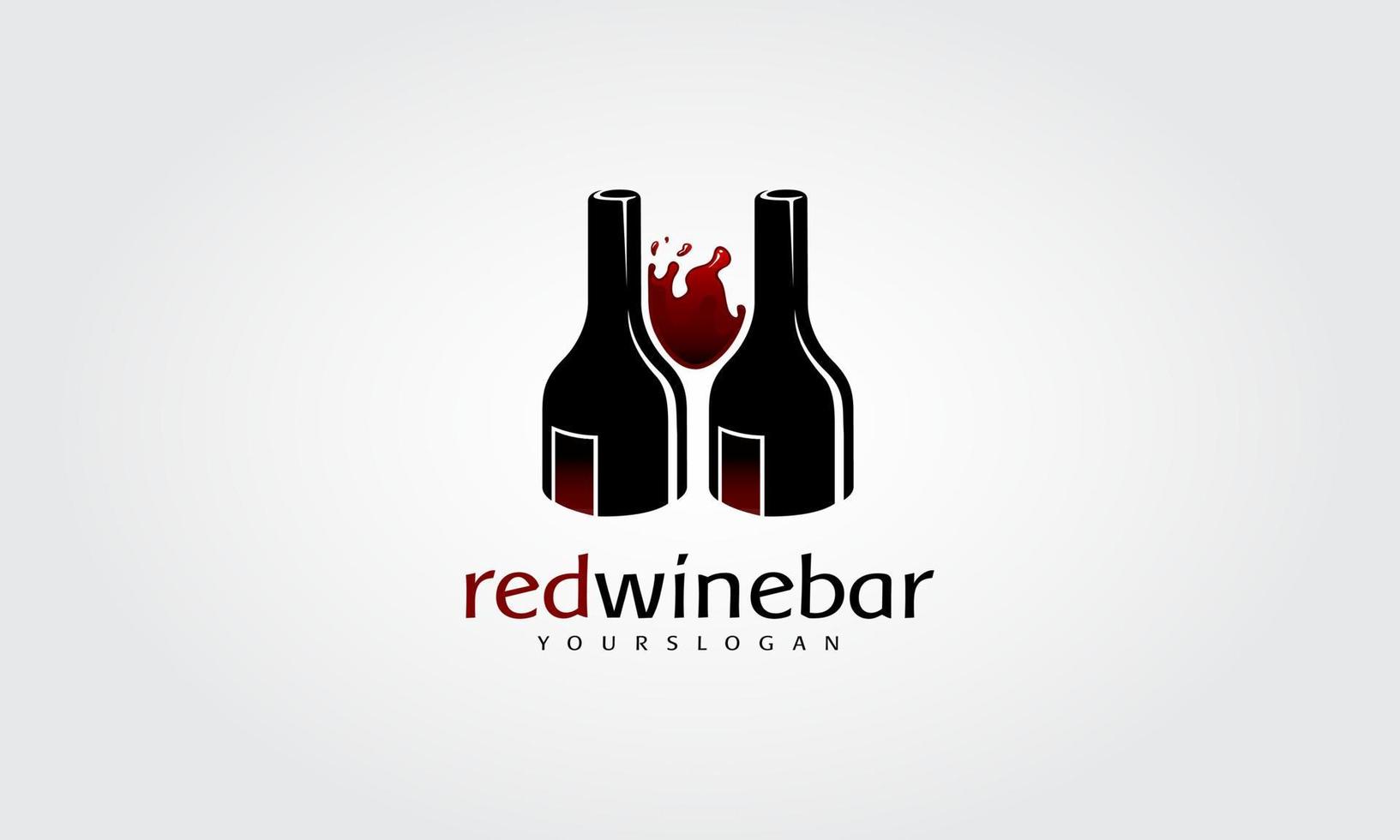 Rotwein-Bar-Vektor-Logo-Vorlage. Logo von Weinflaschen mit Negativraum. flache vektorillustration. für web, logotyp, infografiken für shop. vektor