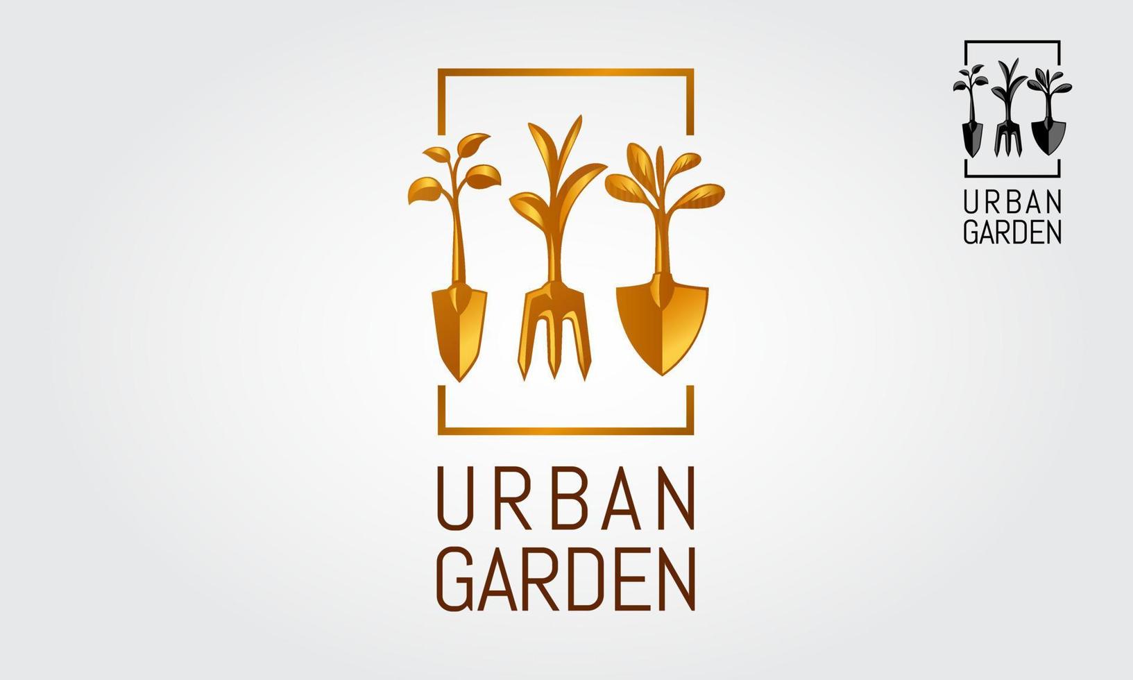 Urban Garden Vektor-Logo-Vorlage. ein natürliches und modernes Logo, das für Landschaftsgestaltung, Gartenarbeit, Indoor-Gärtnerei, Landwirtschaft, Landwirtschaft oder jedes andere Projekt verwendet werden kann, das Sie für geeignet halten. vektor