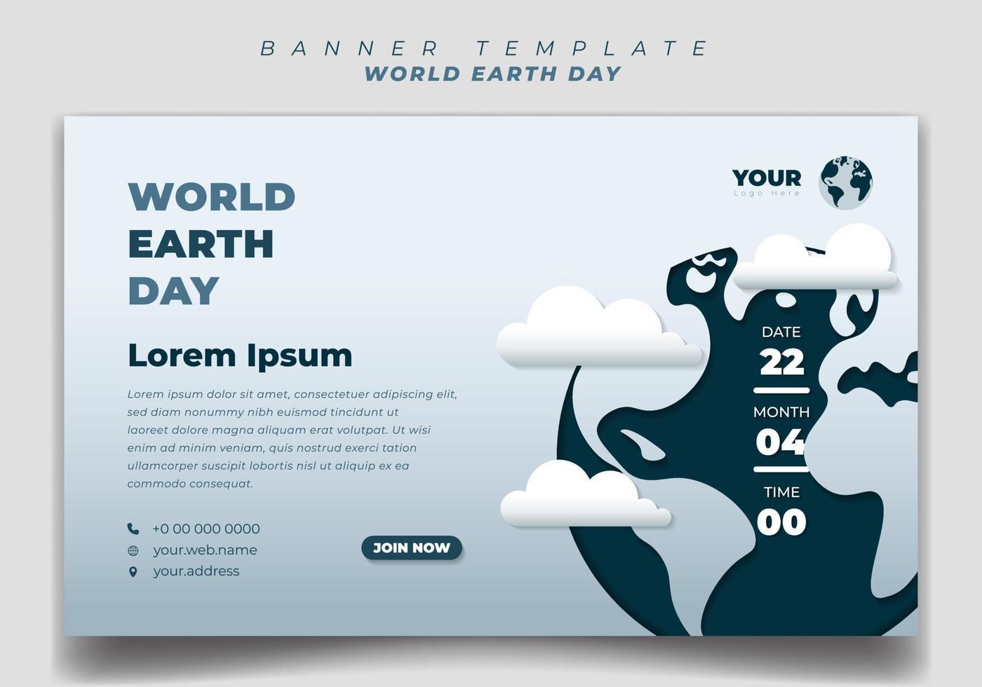 Web-Banner-Vorlage für den Welttag der Erde mit Papierschnitt des Erddesigns. vektor