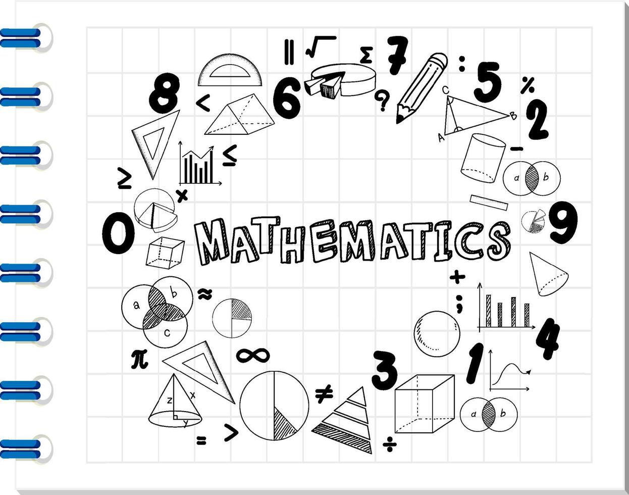 kritzeln sie matheformel mit mathematikschriftart auf notizbuch vektor